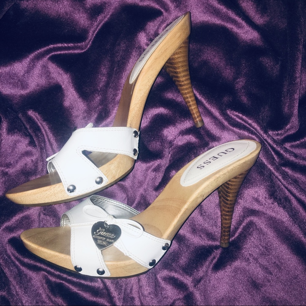 Guess High Heel Wooden Sandals NWOT